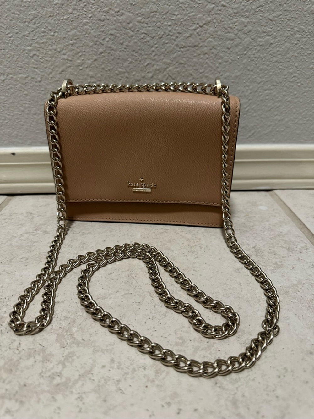 Kate Spade Tan Crossbody Chain Bag and Matching Wallet